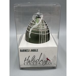 Barnes & Noble Holiday Collection Green Silver Glitter Christmas Ornament Bulb